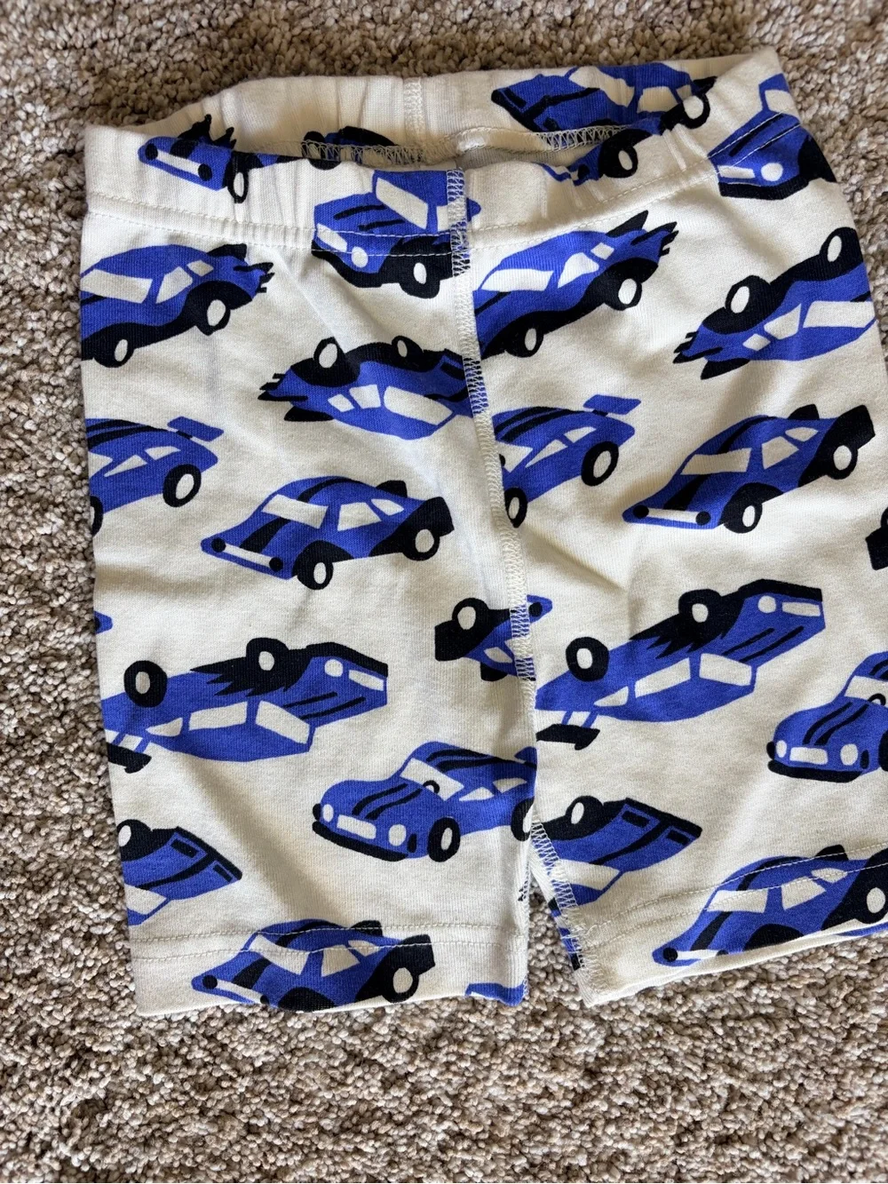 Hanna Andersson Blue Race Car Pajama Set / Short Sleeve Tee & Shorts